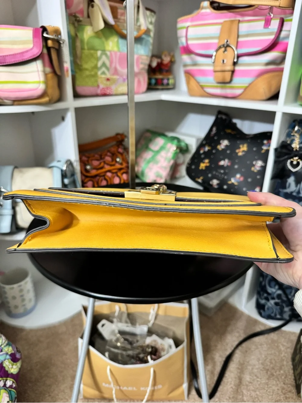 ALDO Yellow Top-Handle Satchel with Chain Accent